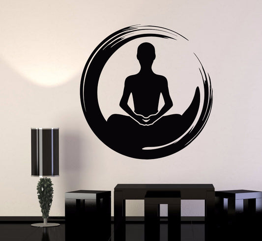 Wandaufkleber, Vinyl, Meditation, Yoga, Lotussitz, Gesundheit, Enso, Aufkleber (692ig)