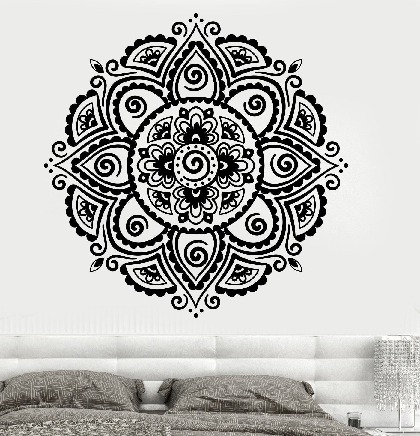 Autocollant mural en vinyle symbole Mandala bouddhisme hindouisme Lotus autocollants (700ig)