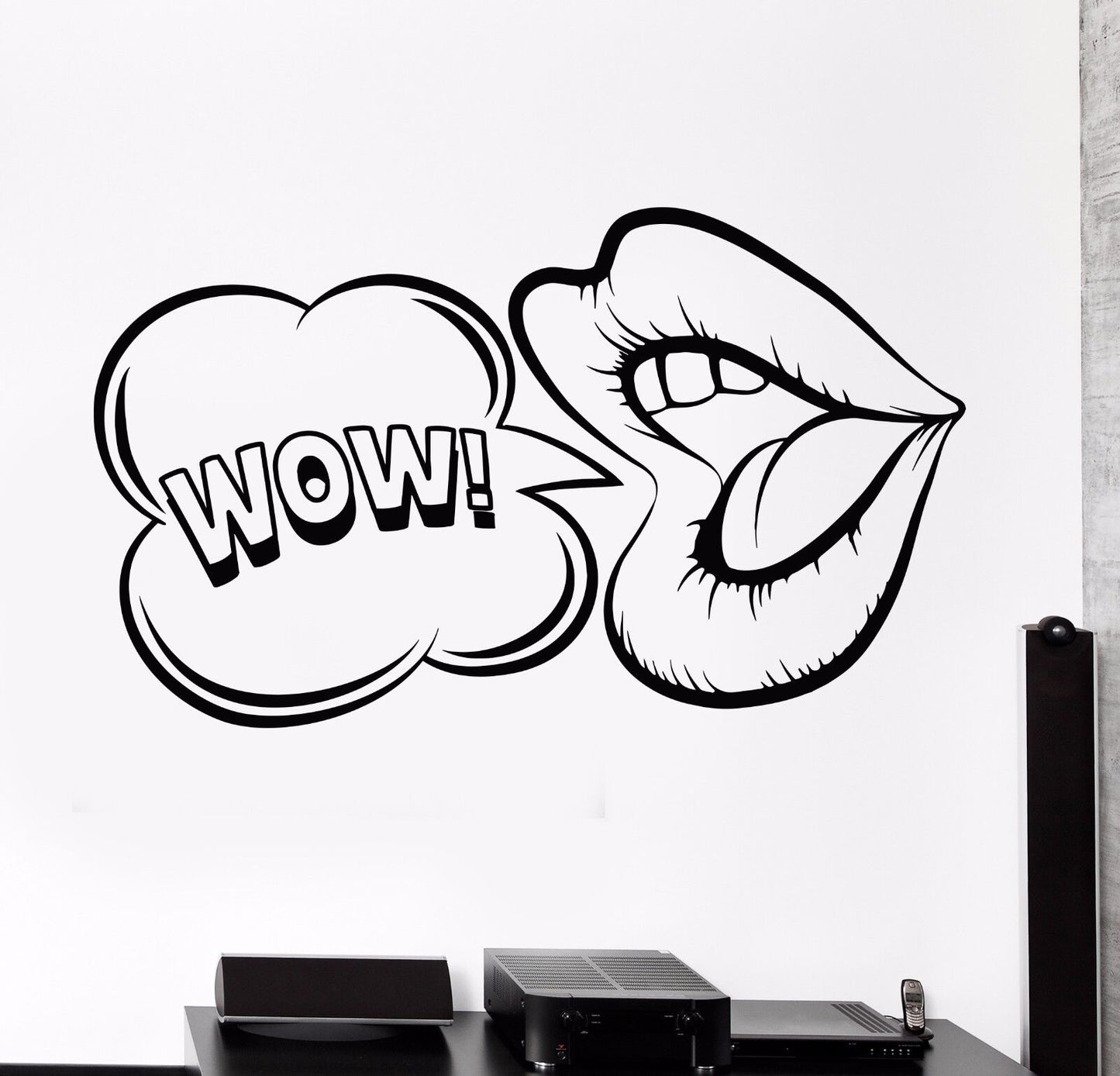 Vinyl Wall Decal Mouth Sexy Lips Wow Girl Stickers (738ig)