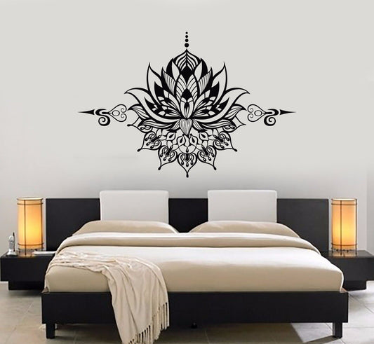 Vinyl Wall Decal Lotus Flower Yoga Buddhism Meditation Symbol Stickers (749ig)