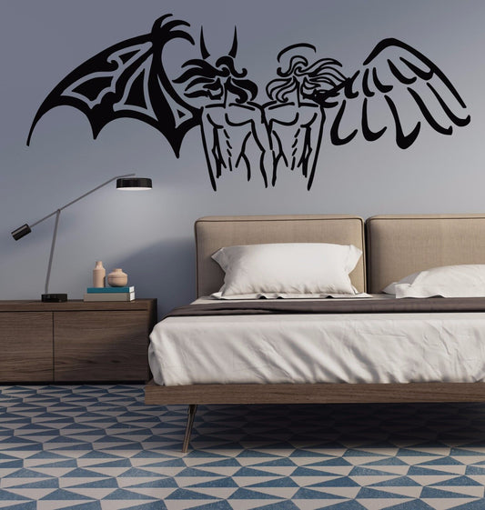 Wall Vinyl opposites black white angel demon Sticker Decal (n623)