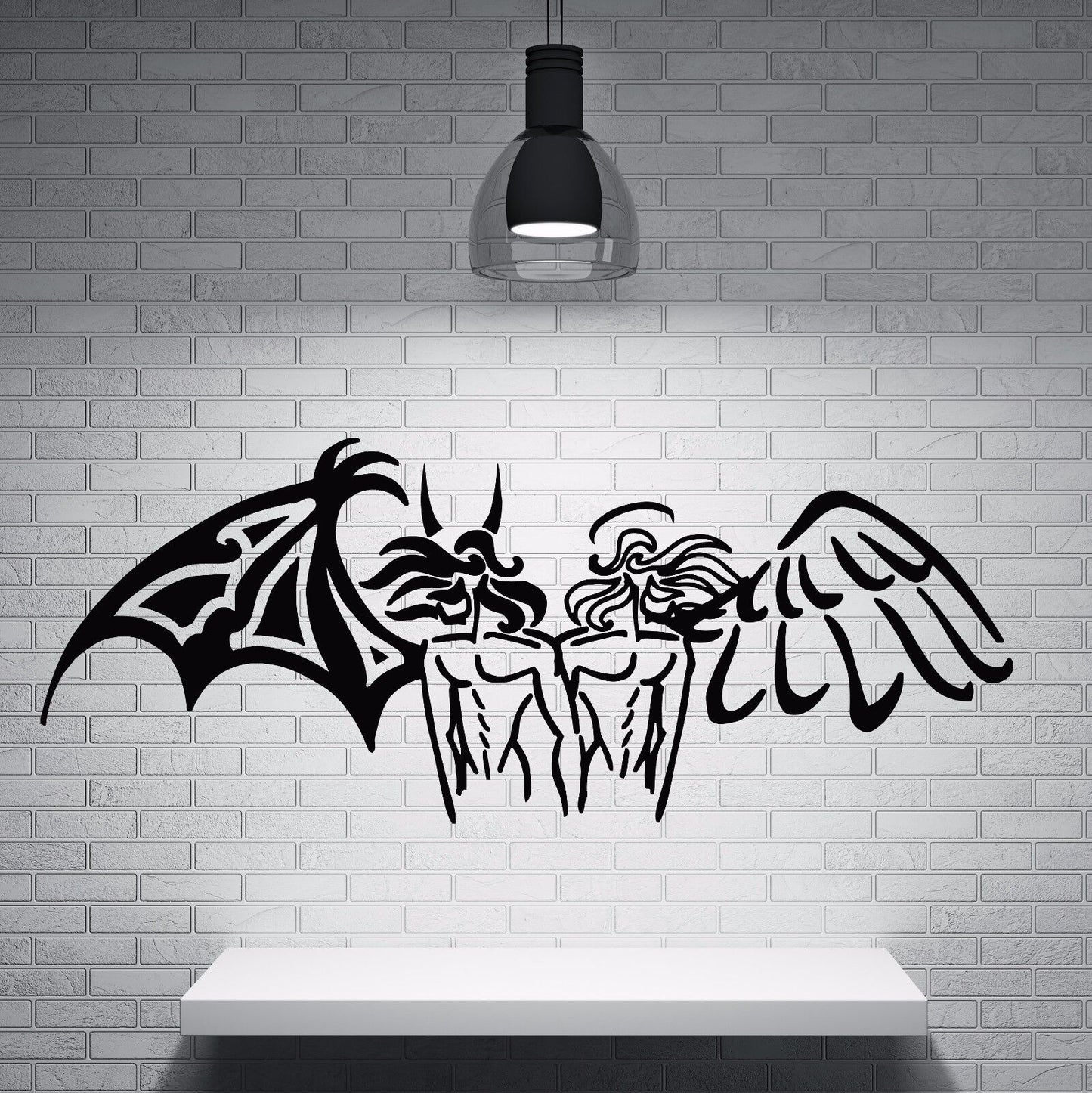 Wall Vinyl opposites black white angel demon Sticker Decal (n623)