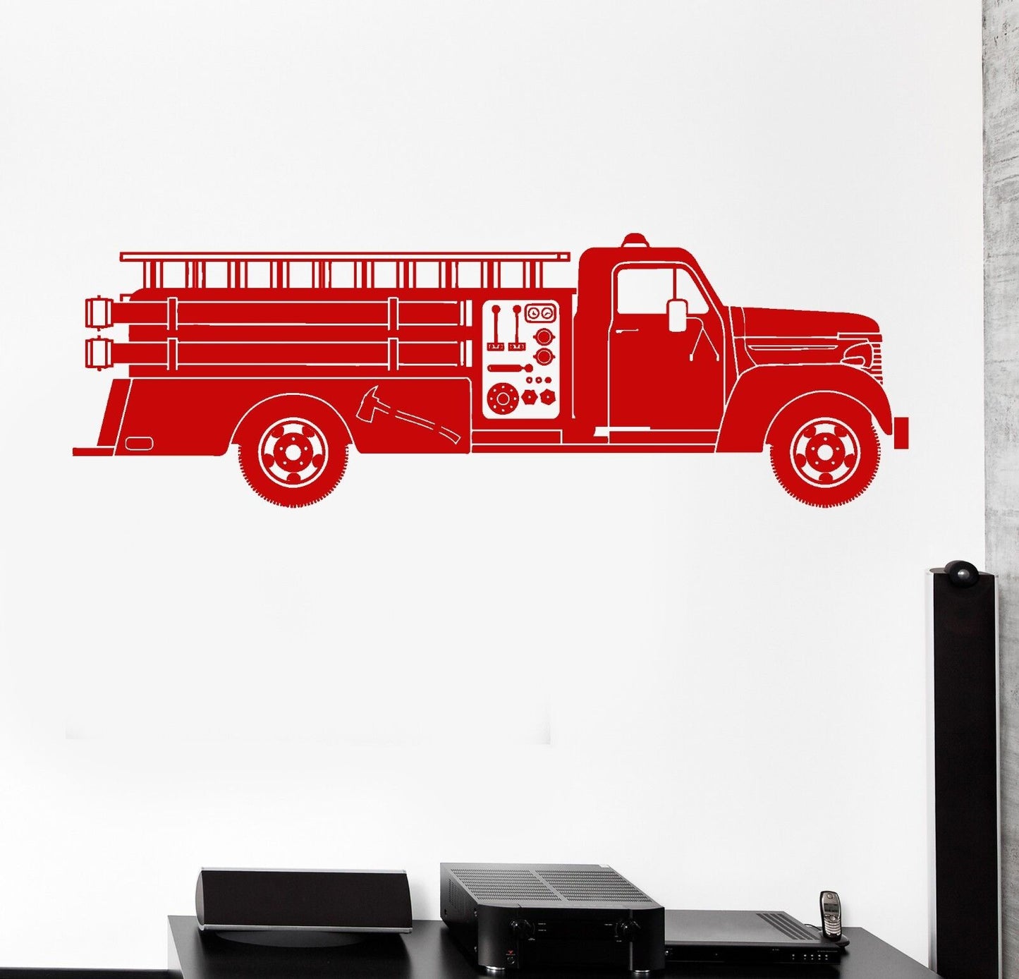 Vinyl Decal Wall Sticker Firefighter Truck Hot Ride Boy's Room Decor (ig2017)