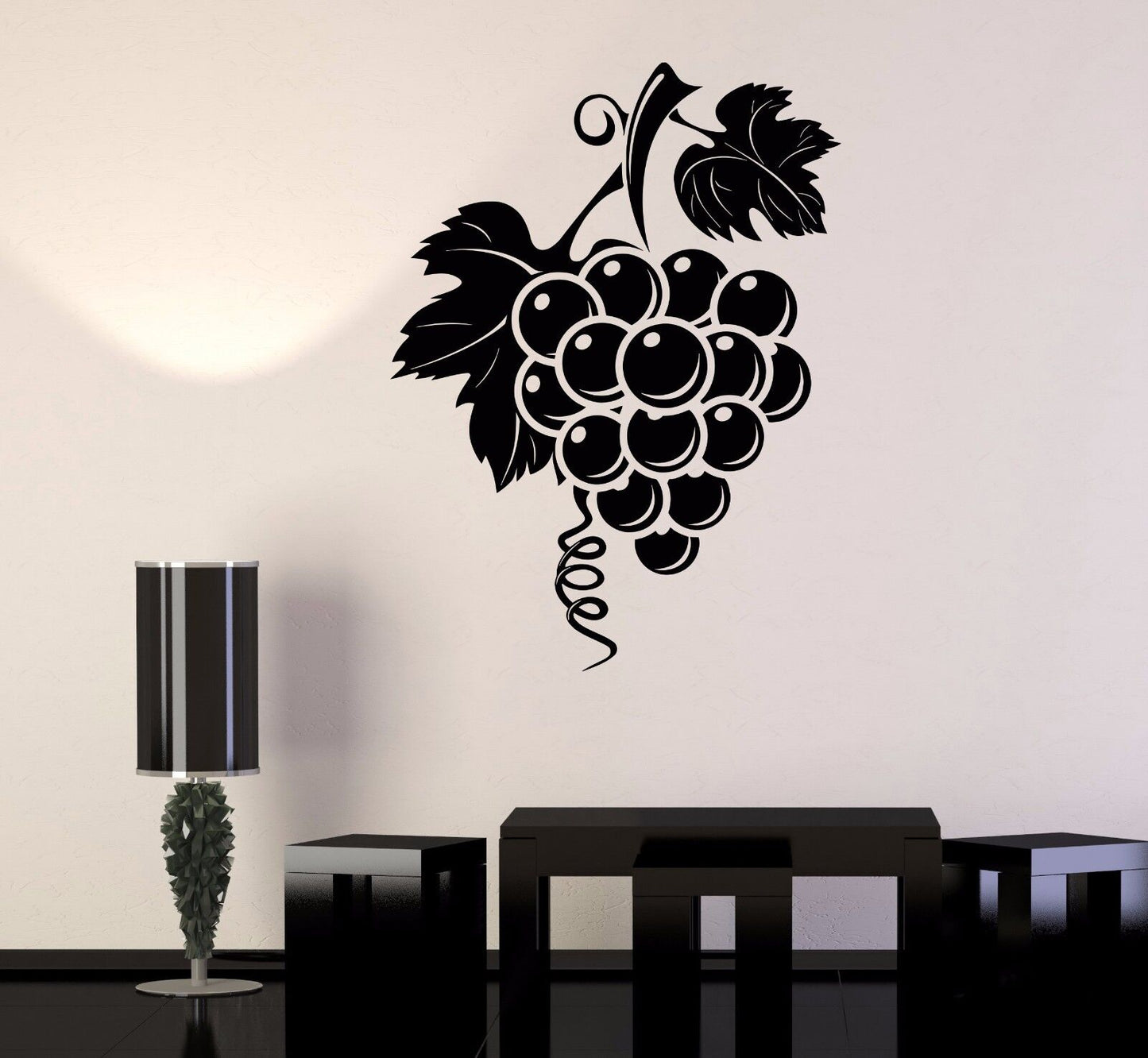 Autocollant mural en vinyle, raisins de vin, fruits, aliments, conception de cuisine (752ig)