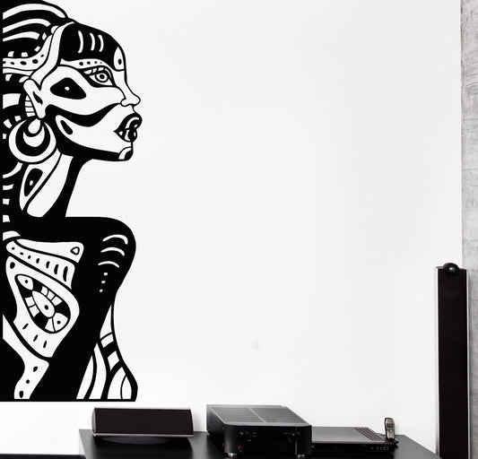 Vinyl Wall Decal Ethnic African Woman Decor Black Lady Stickers (757ig)