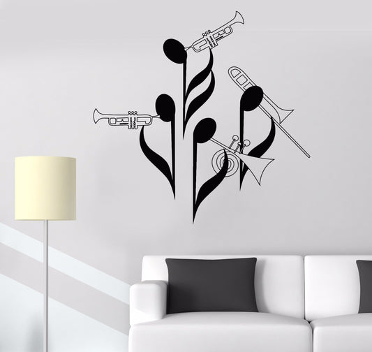 Vinyl Wall Decal Notes Musicians Orchestra Wind instrument Tuba Stickers (758ig)