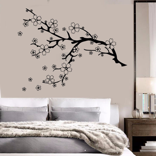 Autocollant mural en vinyle, belle branche d'arbre, fleurs naturelles, autocollants Sakura (784ig)