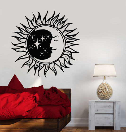 Wandtattoo Sonne Mond Nacht Schlafzimmer Design Symbol Vinyl Aufkleber (798ig)