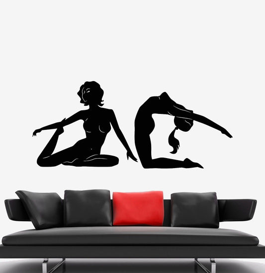 Vinyl Wall Decal Yoga Centre Meditation Pose Naked Girls Stickers (818ig)