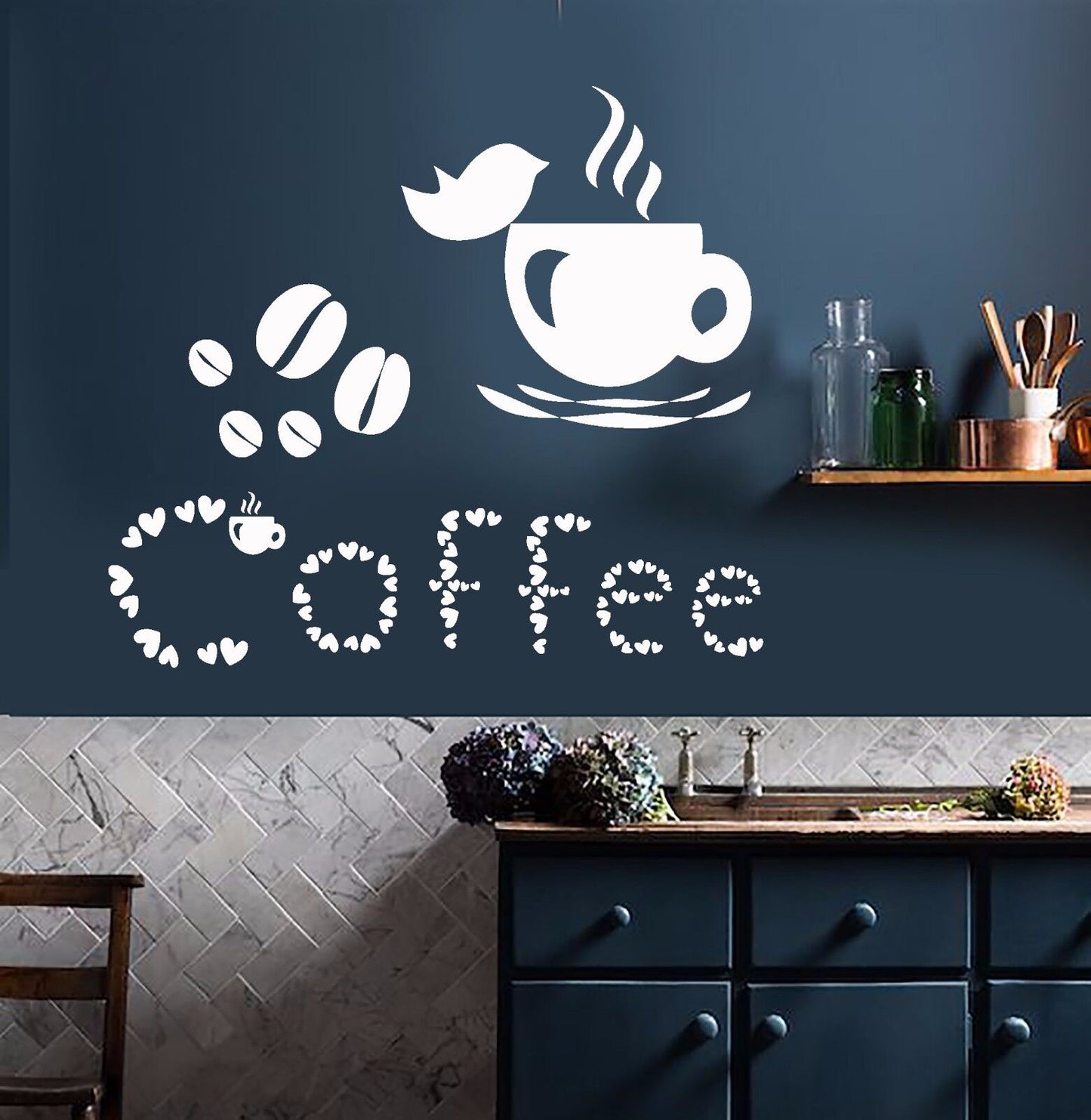 Vinyl Wall Decal Coffee Cup Lover Bird House Beans Stickers (831ig)