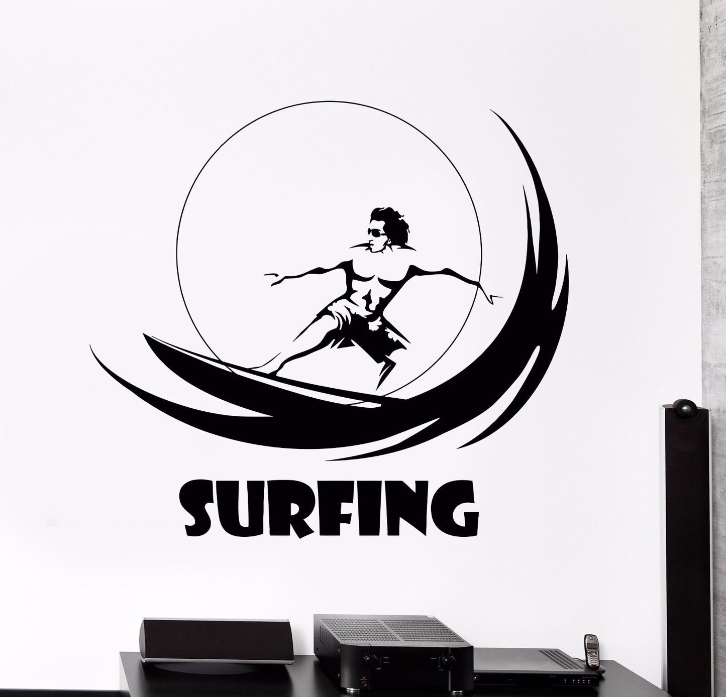 Vinyl Wall Decal Water Sports Surfing Marine Style Wave Stickers (849ig)