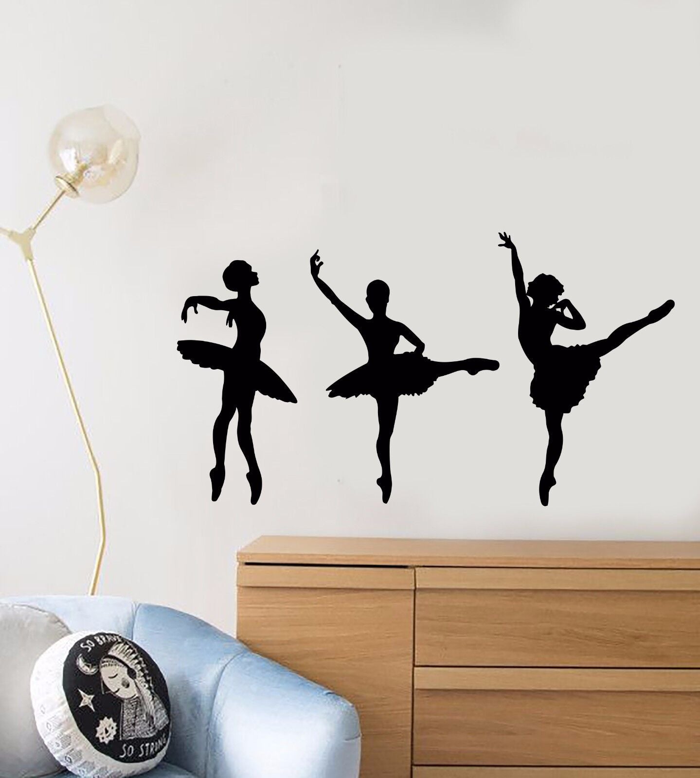 Autocollant mural en vinyle pour chambre d'enfant, studio de ballet, danse ballerine (870ig)