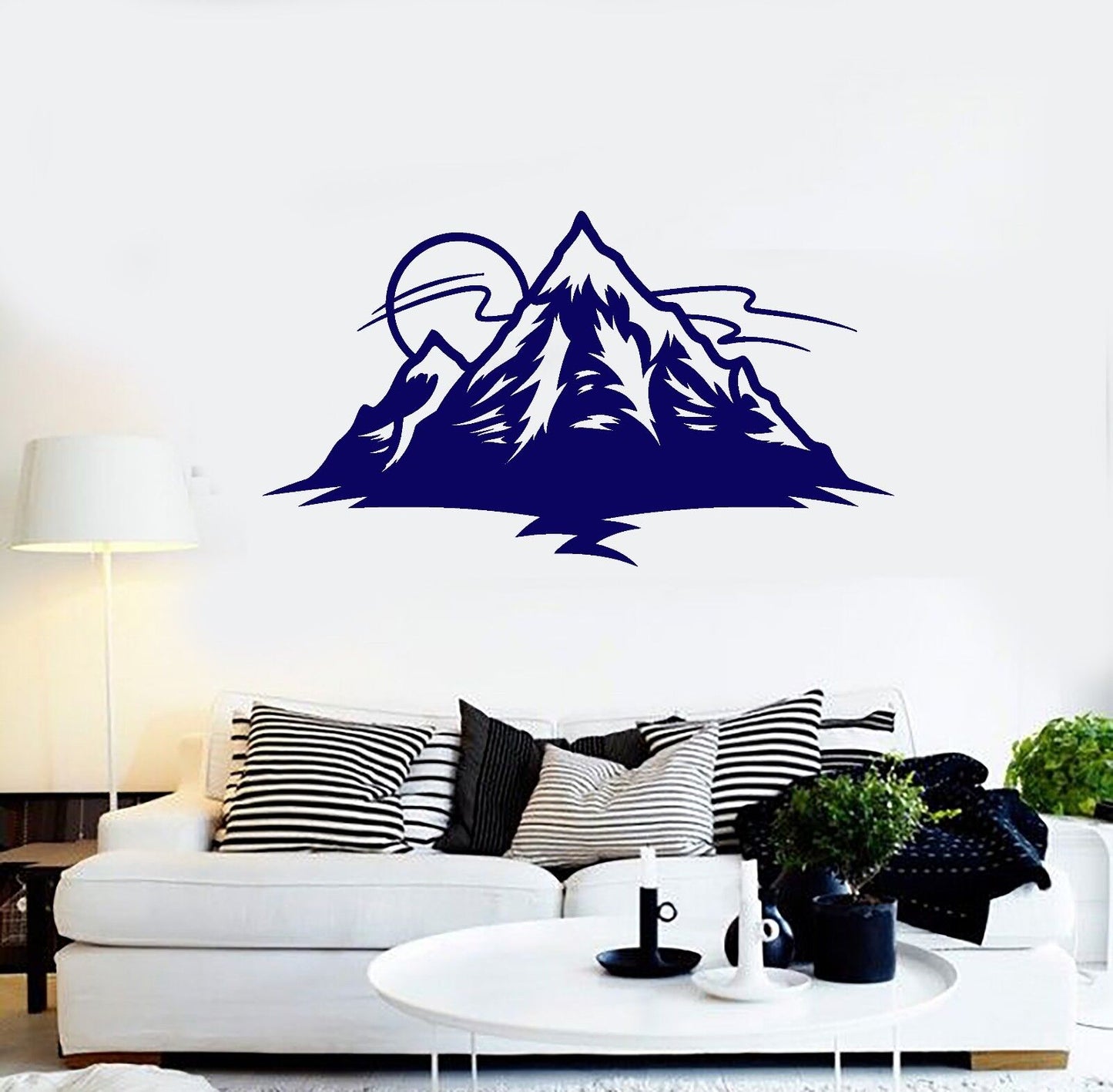 Autocollant mural en vinyle Sun Mountain Nature Island, autocollants pour salle de jeux pour enfants (872ig)