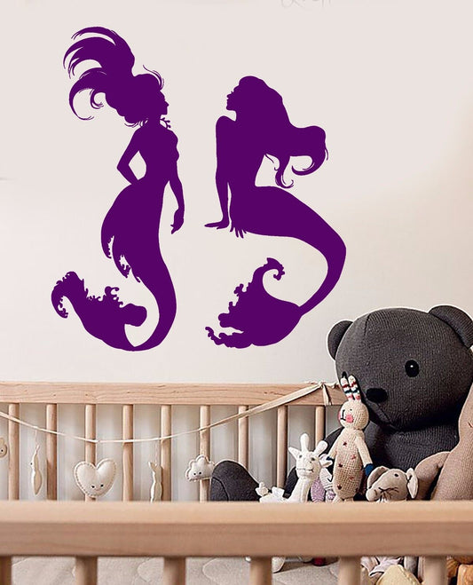 Vinyl Wall Decal Nymph Mermaids Marine Style Nursery Stickers (878ig)