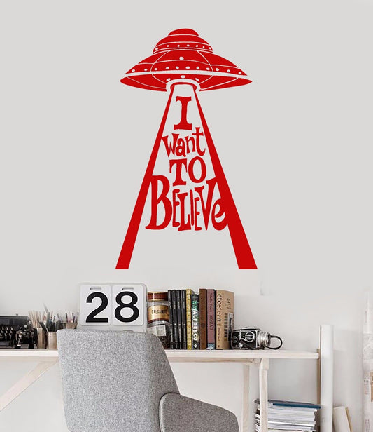 Vinyl Wall Decal UFO Extraterrestrials Aliens Ship Cosmos Stickers (888ig)