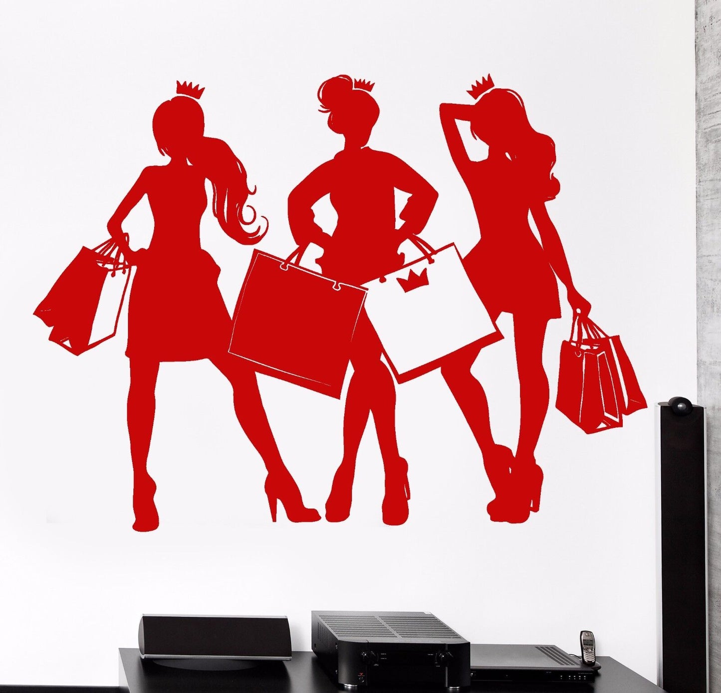 Autocollant mural en vinyle pour femmes, Shopping, vente à prix réduits, autocollants de mode pour filles (892ig)