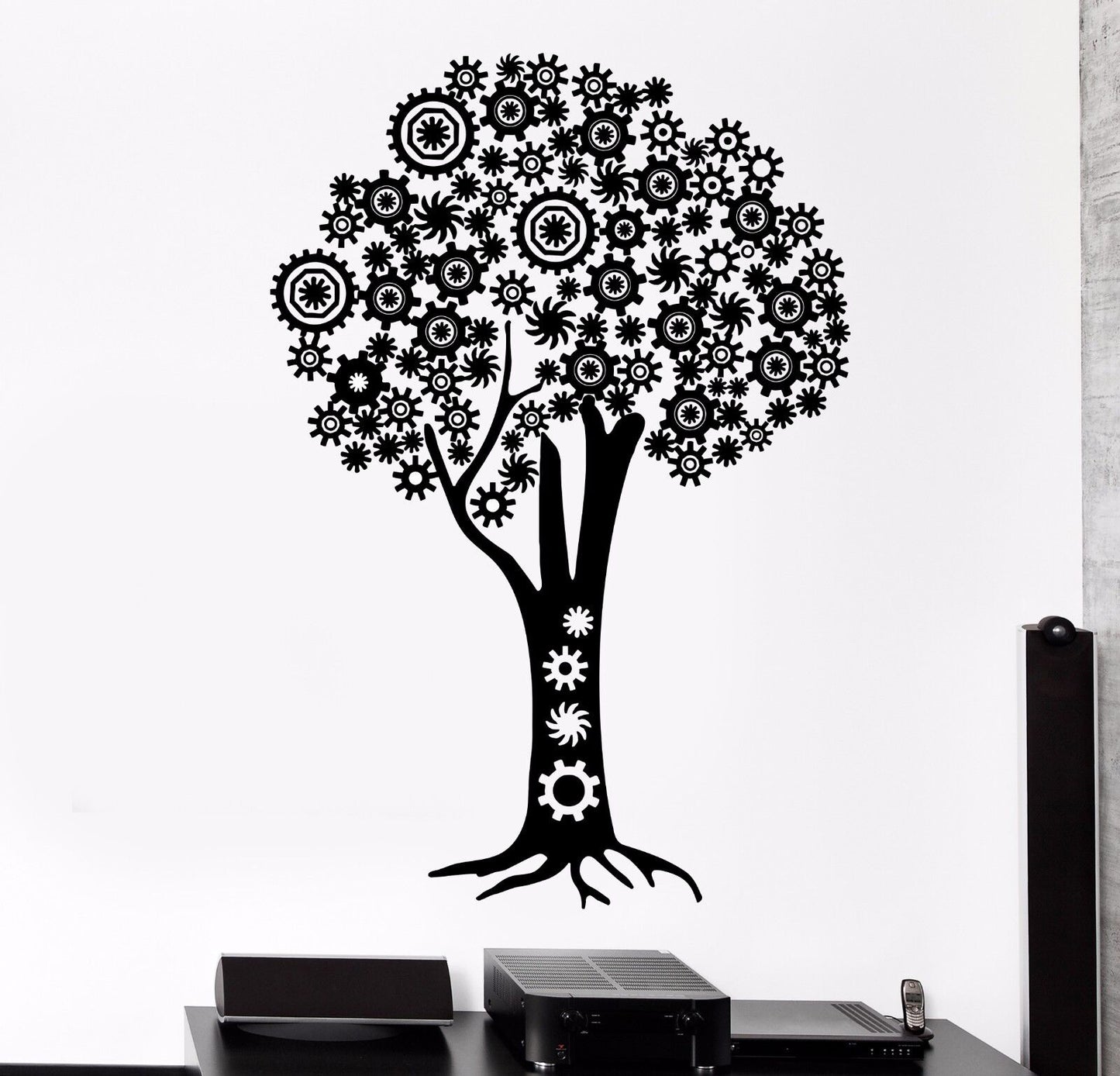 Wandtattoo Mechanischer Baum Steampunk Zahnräder Vinyl (899ig)