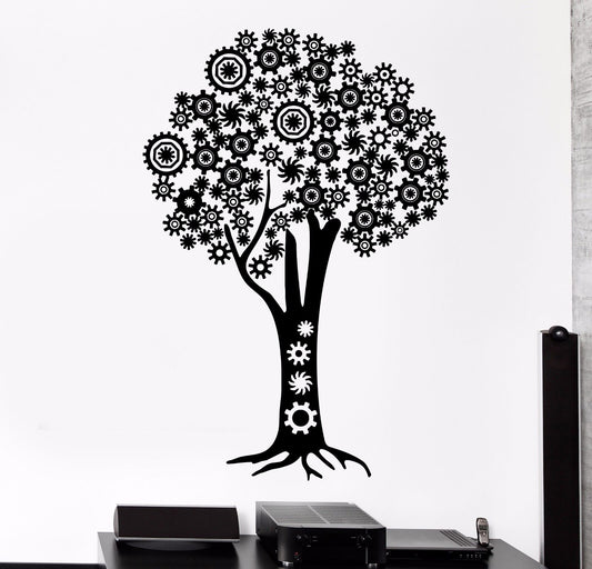 Vinyl Wall Decal Mechanical Tree Steampunk Gears Stickers (899ig)