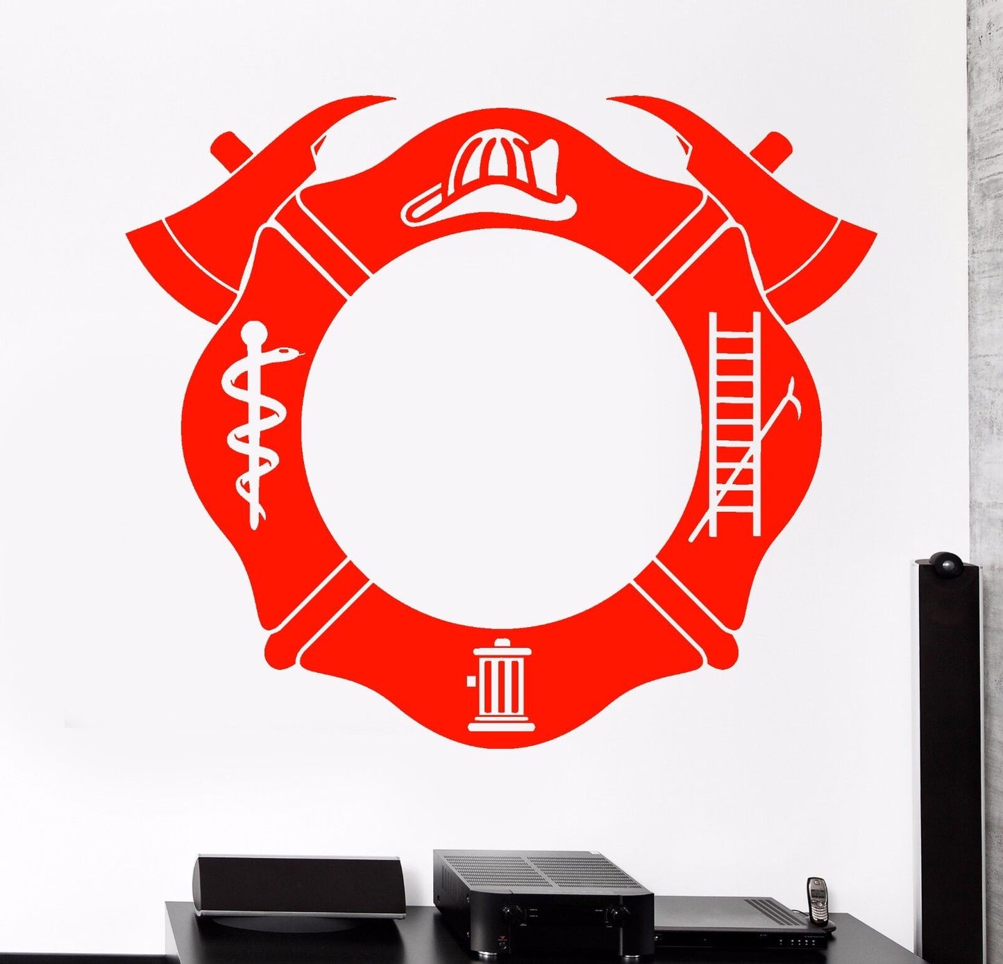 Vinyl Wall Decal Firefighters Fire Department Emblem Rescuers Stickers (912ig)