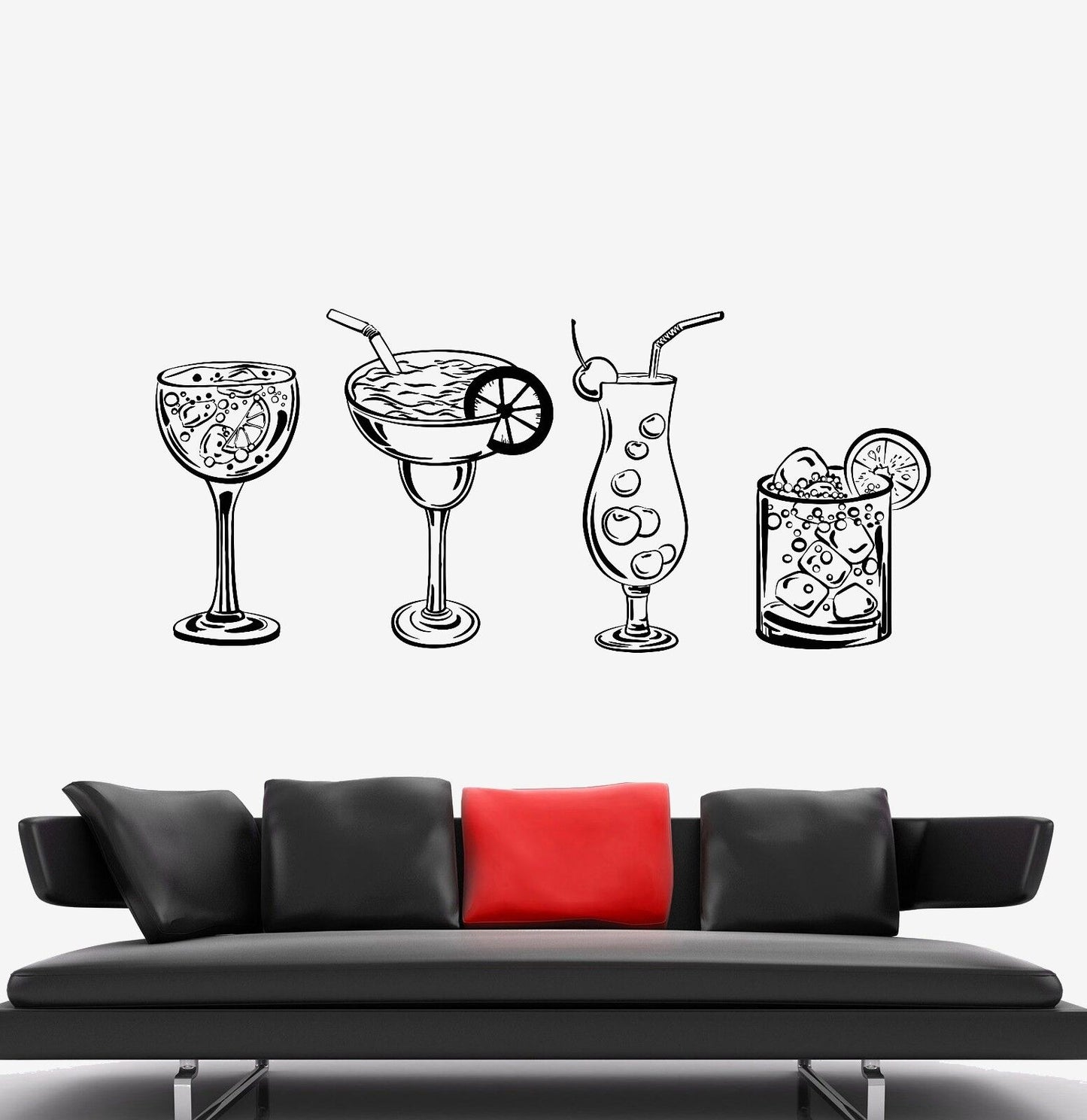 Autocollant mural en vinyle pour boîte de nuit, cocktail, alcool, autocollants (962ig)