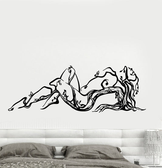 Autocollant mural en vinyle, fille naturelle, branches d'arbre Saxy nues (971ig)