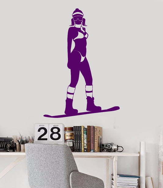 Wandtattoo Snowboarden Extremsport Snowboarderin Mädchen Vinyl Aufkleber (1024ig)