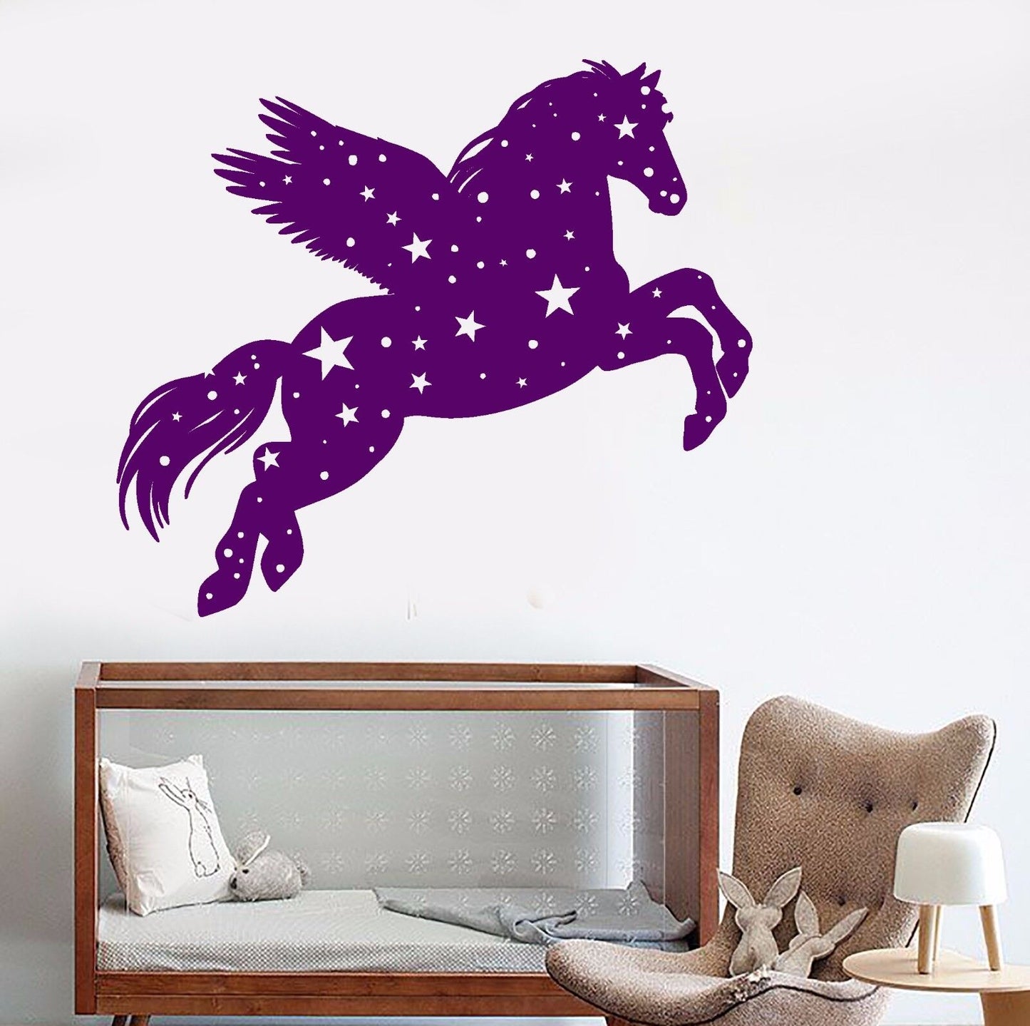 Vinyl Wall Decal Pegasus Fantastic Beast Fairy Tale Stars Stickers (1041ig)