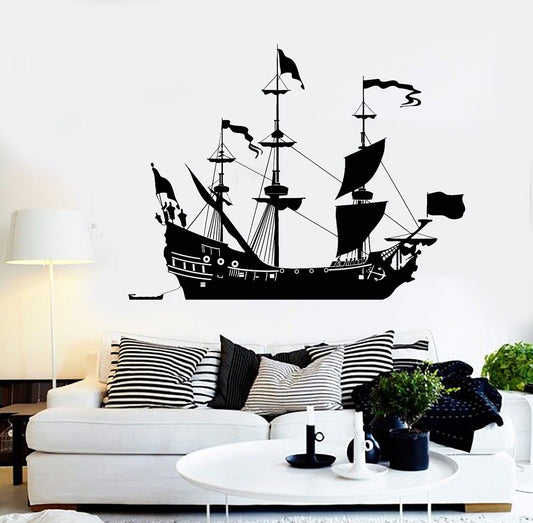 Vinyl Wall Decal Ship Sail Boat Sailor Sea Style Home Decor Stickers (1045ig)