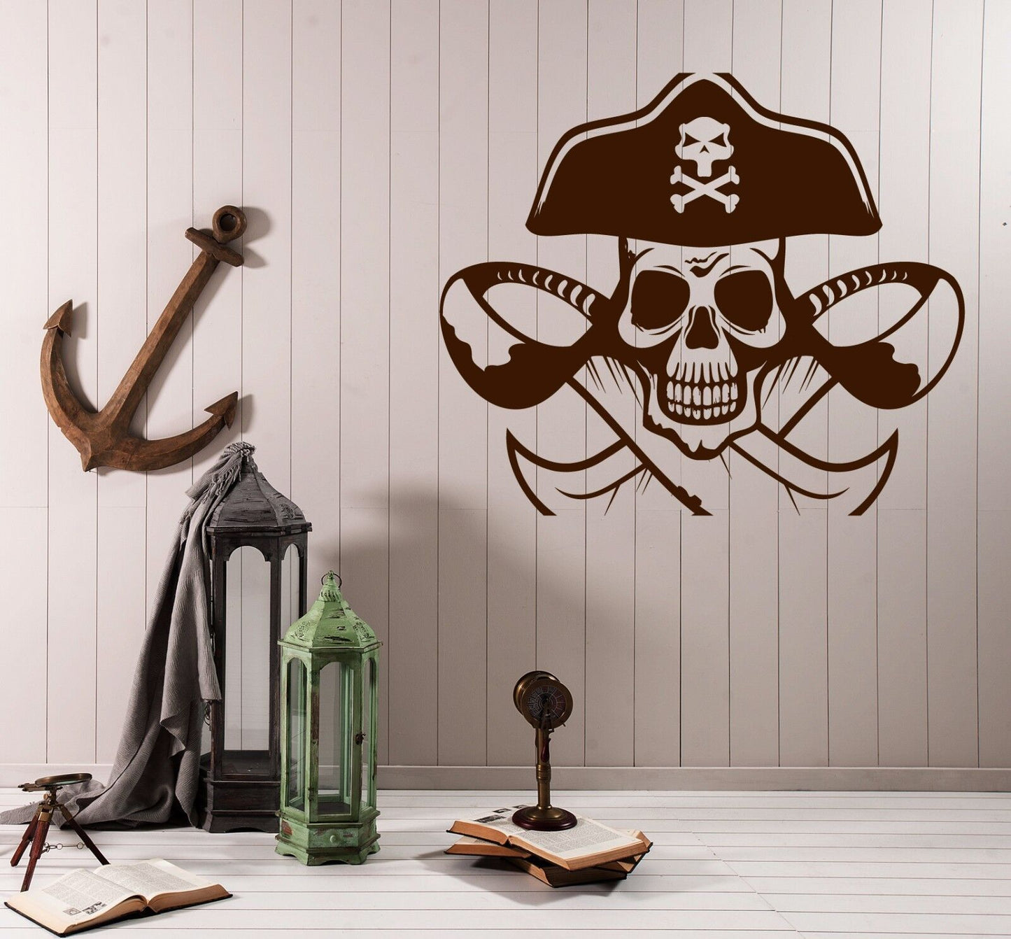 Vinyl Decal Wall Sticker Abstract Pirate Symbols Skull Hat Knives (n661)