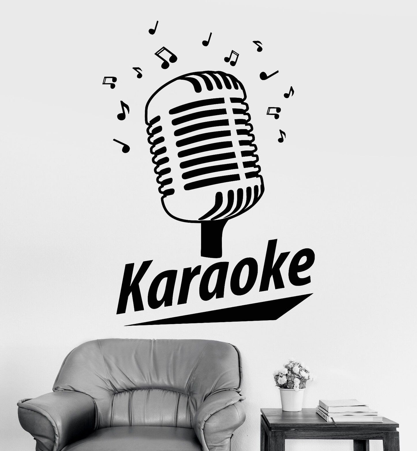 Vinyl Wall Decal Karaoke Club Retro Microphone Song Singer Stickers (1067ig)