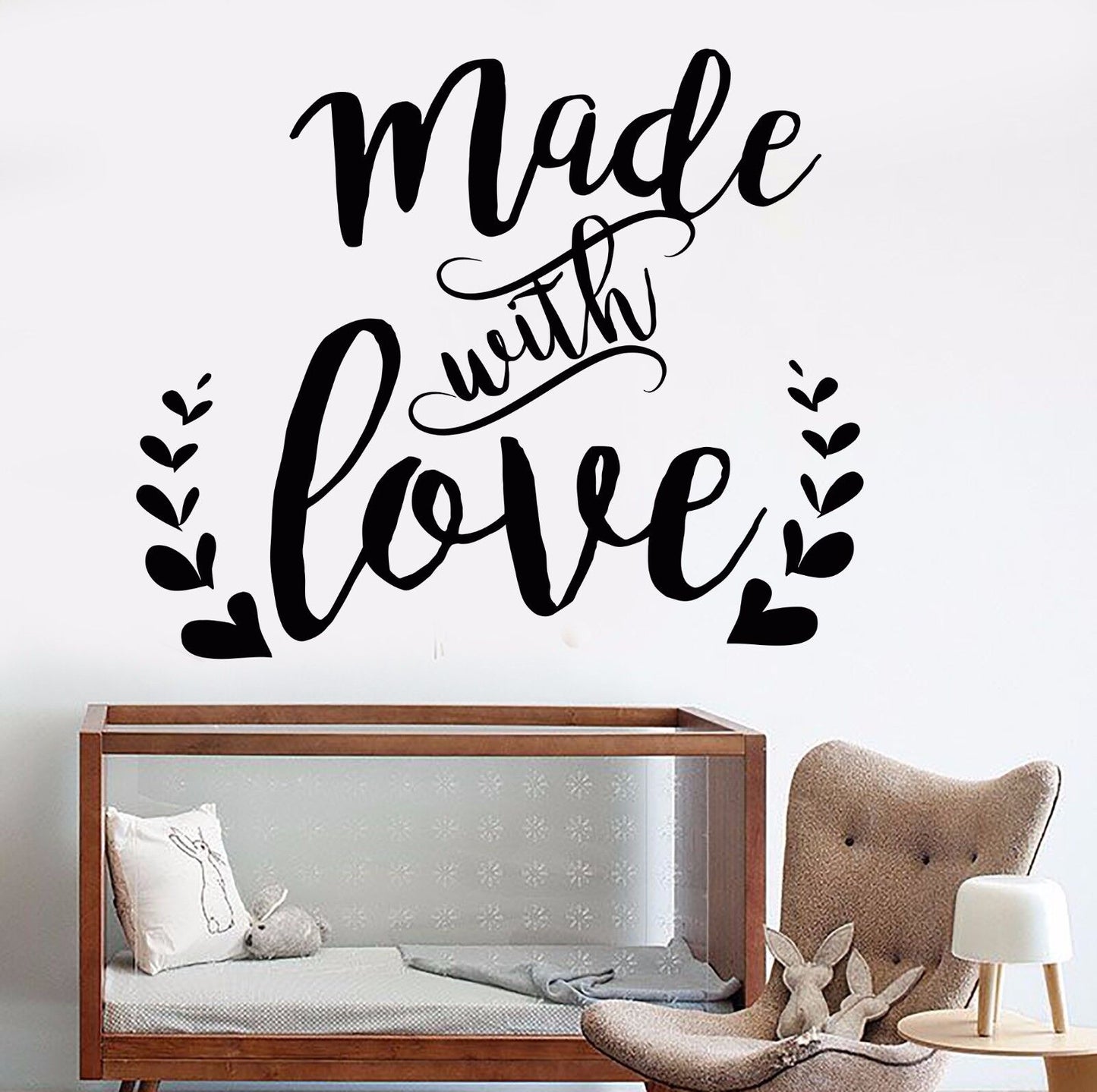 Vinyl Wall Decal Words Made With Love Nursery Quote Romance Stickers (1115ig)