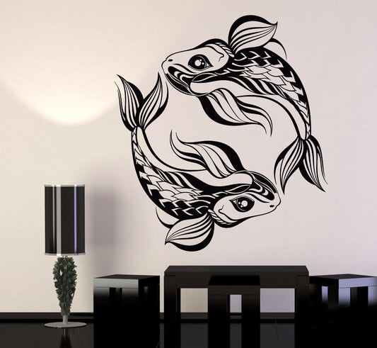 Wandaufkleber aus Vinyl, Horoskop Fische, Tiere, Fische, asiatischer Stil (1126ig)