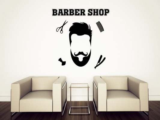 Vinyl Wall Sticker Barber Shop Haircuts for men (n677)