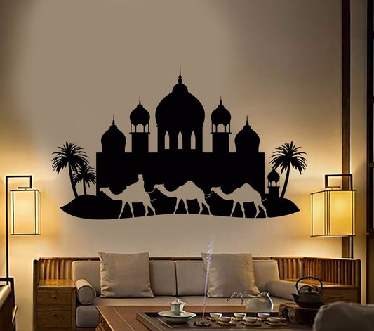 Vinyl Wall Decal Arabian Palace Palm Trees Bedouin Arabic Style Stickers 1138ig