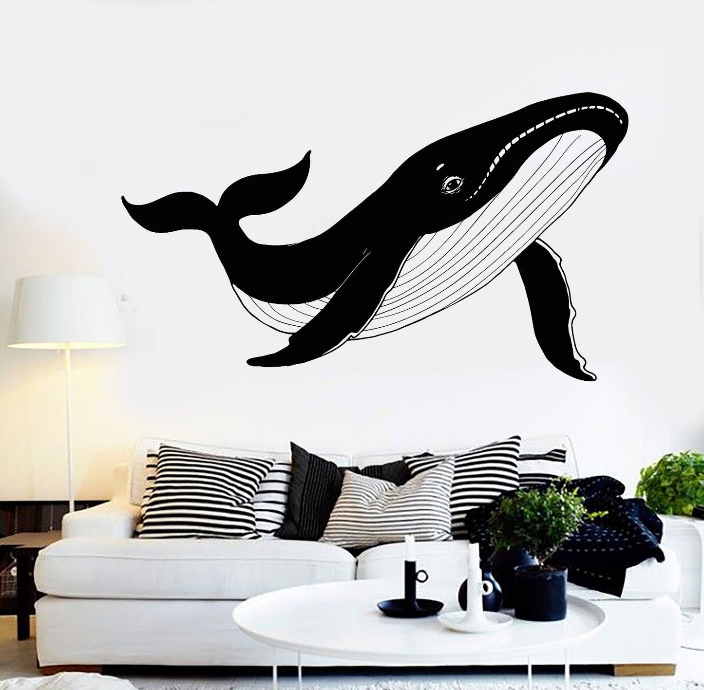 Vinyl Wall Decal Blue Whale Sea Ocean Animal Marine Style Stickers (1150ig)