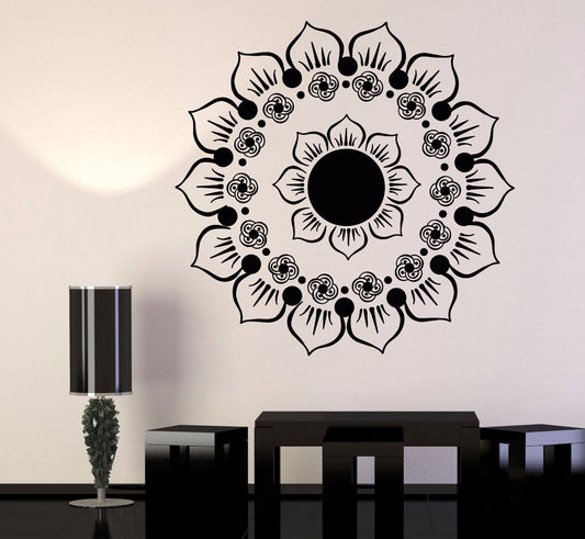 Vinyl Wall Decal Mandala Mehndi Lotus Flower Yoga Buddhism Stickers (1152ig)