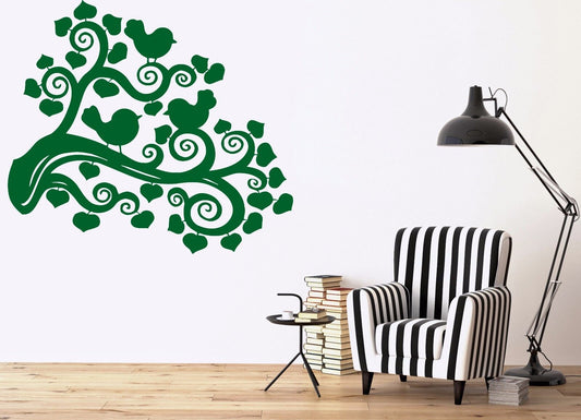 Vinyl Wall Stickers Decal Quite Funny Birds on Branch of Tree (n138)