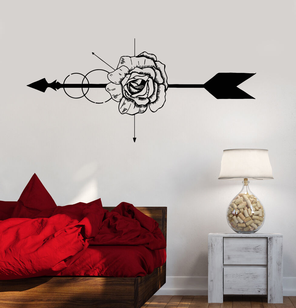 Vinyl Wall Decal Rose Flower Shop Arrow Art Decoration Stickers (1180ig)