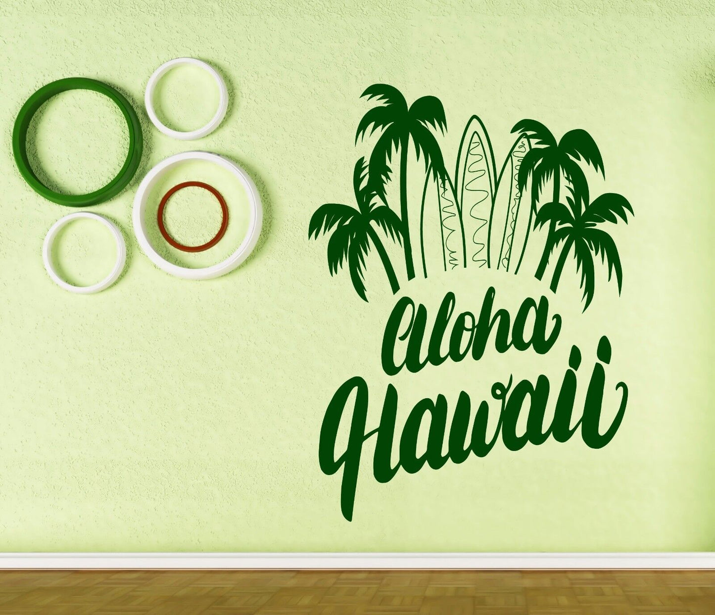 Wandaufkleber aus Vinyl, Aloha, Hawaii, Schriftzug, Surf-Poster (n694)