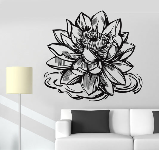 Vinyl Wall Decal Lotus Flower Yoga Meditation Center Buddhism Stickers (1182ig)