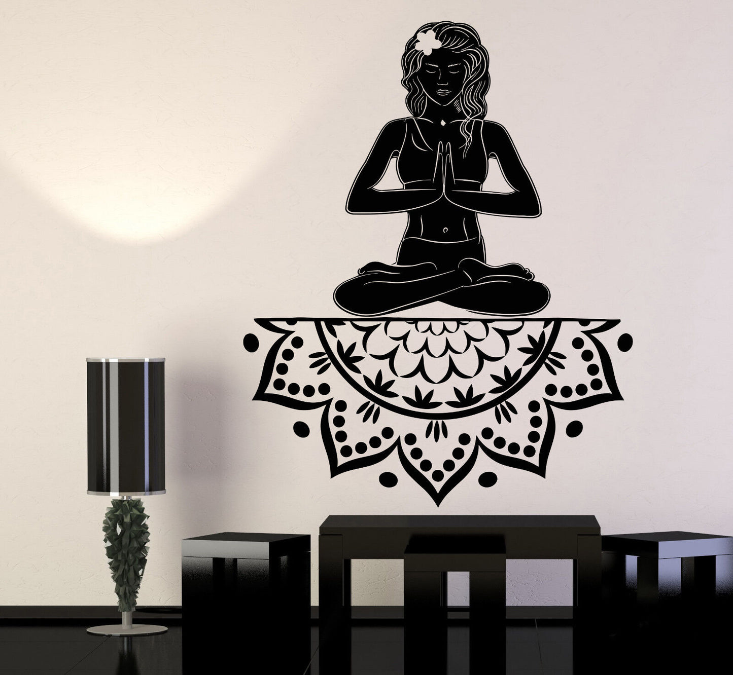 Vinyl Wall Decal Yoga Girl Meditation Lotus Pose Beauty Health Stickers (1189ig)