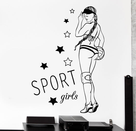 Autocollant mural en vinyle, autocollants de volley-ball de plage pour filles d'école de Sport Sexy 1191ig