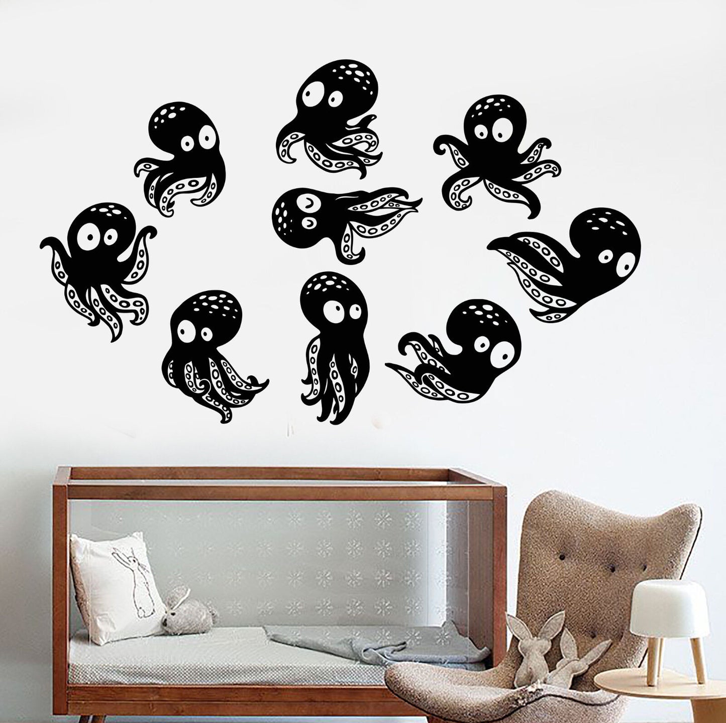 Vinyl Wall Decal Little Funny Octopus Sea Ocean Animal Nursery Stickers (1194ig)