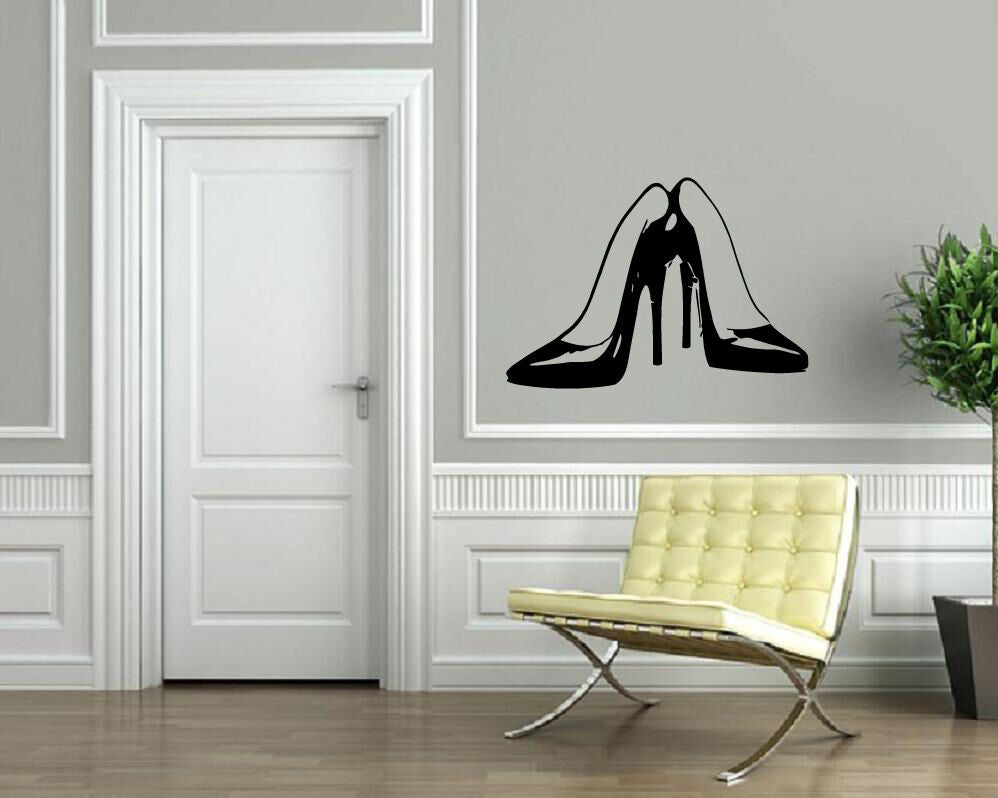 Vinyl Decal Wall Sticker Pair Female High Heel Stylish Shoes (m564)