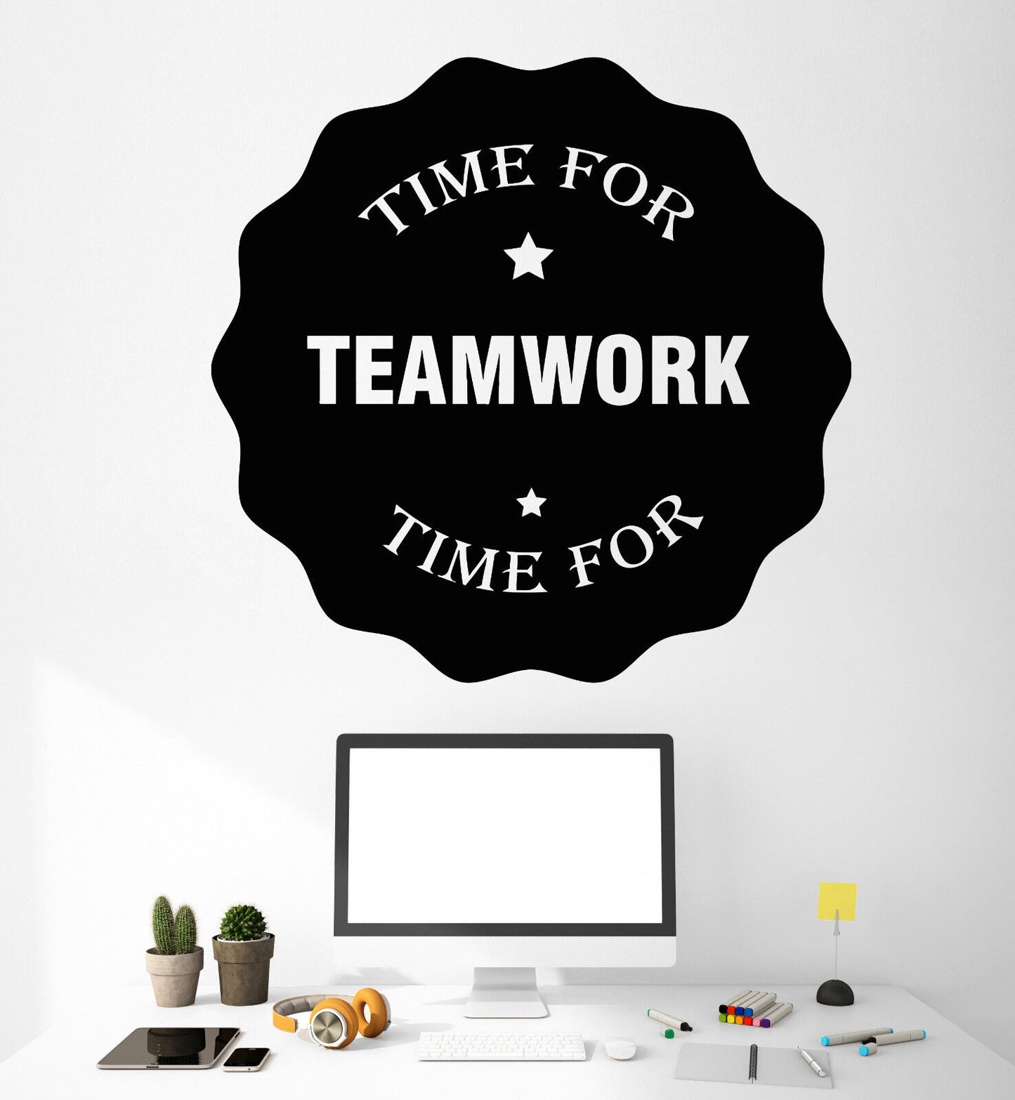 Wandaufkleber aus Vinyl, Motivierende Worte „Time For TeamWork“, für Job und Arbeit (1216ig)