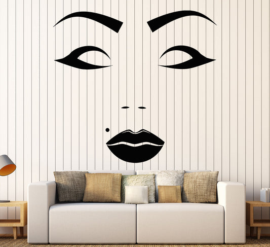 Vinyl Wall Decal Beautiful Female Face Beauty Spot Salon Makeup Stickers 1222ig