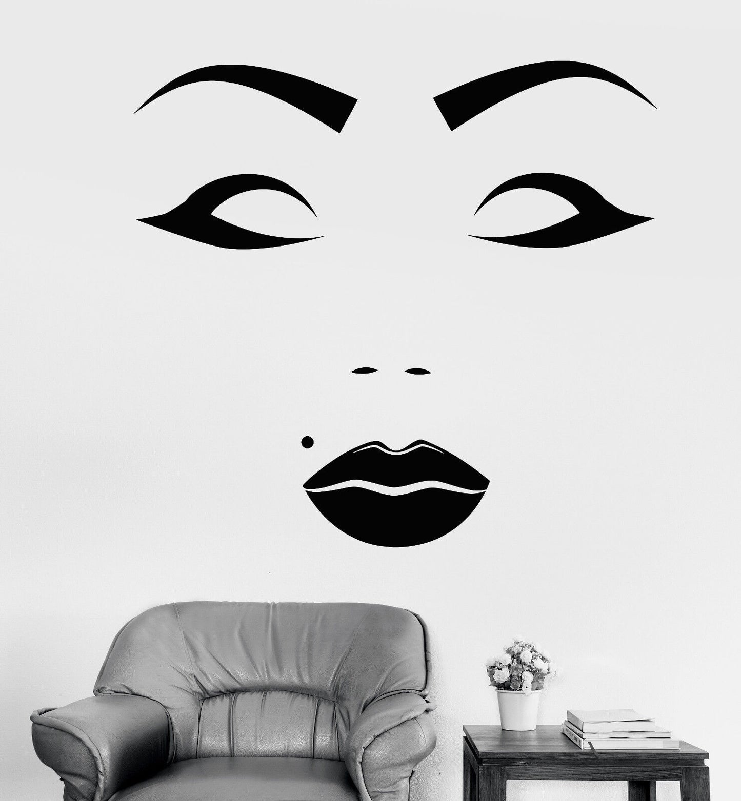 Vinyl Wall Decal Beautiful Female Face Beauty Spot Salon Makeup Stickers 1222ig