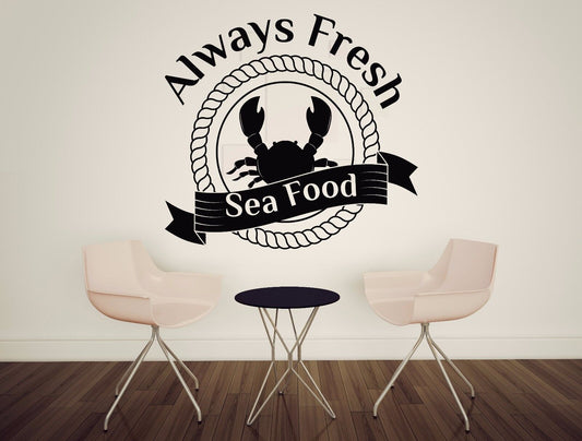 Vinyl Wall Sticker Asian Food Always Fresh Sea Food Cafe Restaurant Decor (n717)