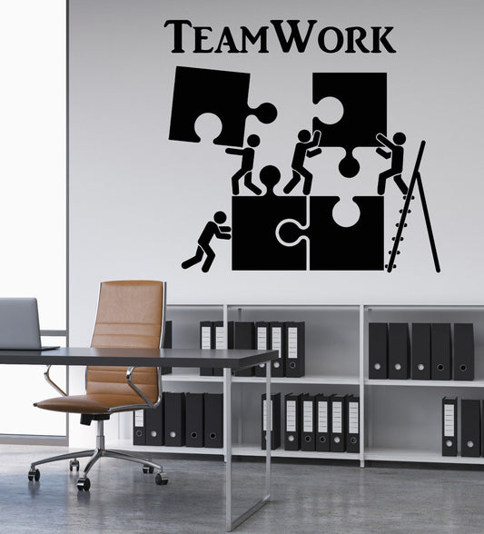 Vinyl Wall Decal Teamwork Motivation Office Worker Puzzle Stickers (1226ig)