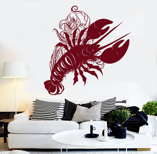 Autocollant mural en vinyle, décor artistique d'animaux de mer de homard pour autocollants de Restaurant (1227ig)